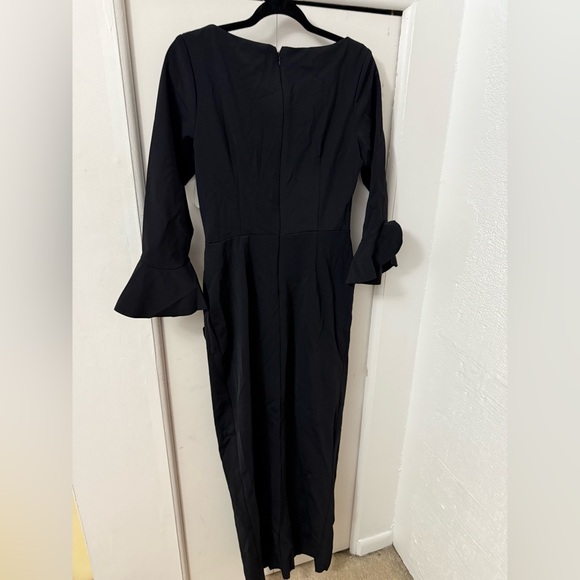 NWT Betsy & Adam Elegant Black Wrap sleeve Long Dress - SZ 8 - Picture 4 of 4